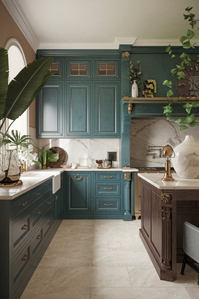 Bold Painted Cabinets in Jewel Tones