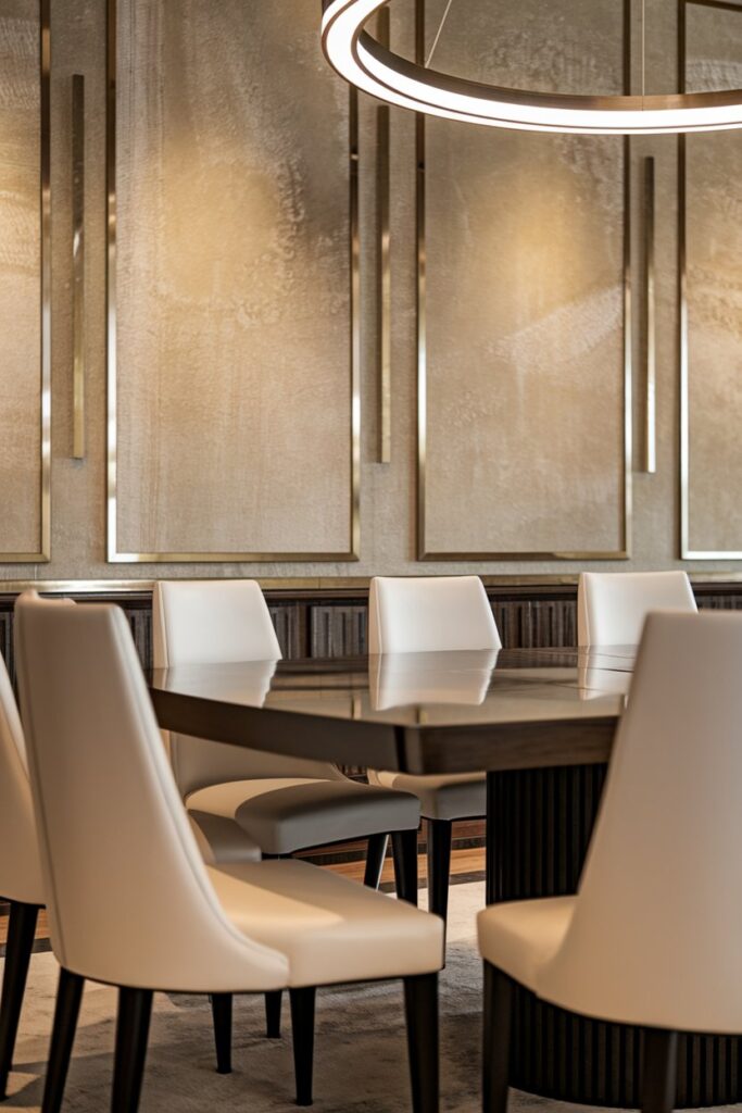 Modern Dining Room with Wall Paneling