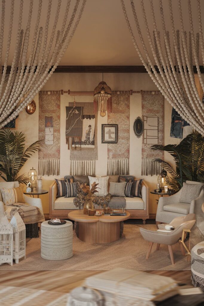 Beaded Curtains and Textile Room Dividers
