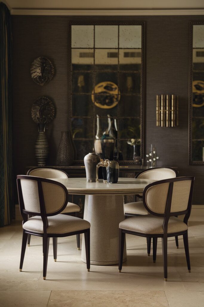 Compact Round Tables with Pedestal Bases
