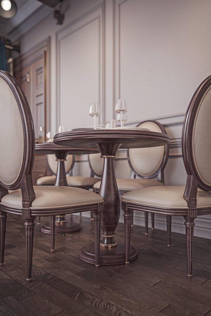 Compact Round Tables with Pedestal Bases
