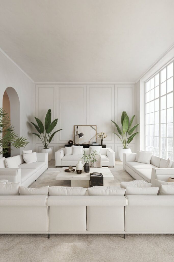 White Sofa in an All-White Living Room
