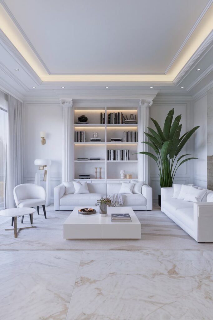 White Sofa in an All-White Living Room