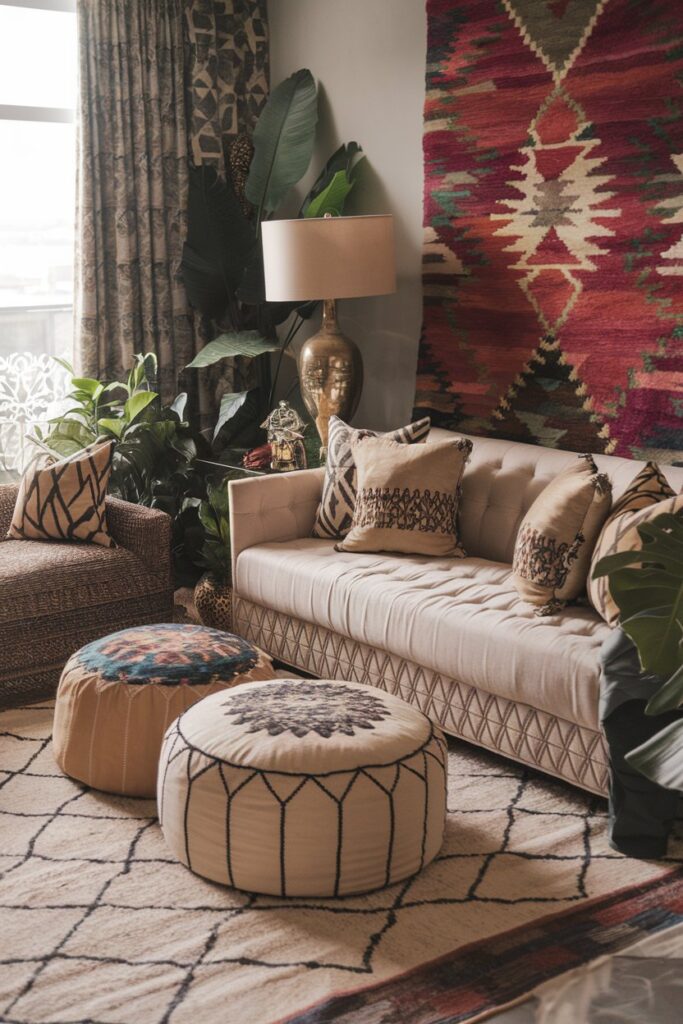 Moroccan-Inspired Ottomans and Decor
