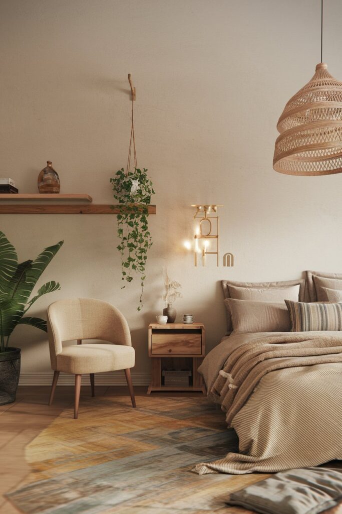 Bohemian Bedroom with a Minimalist Twist