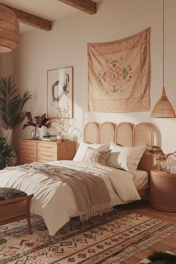 Bohemian Bedroom with a Minimalist Twist