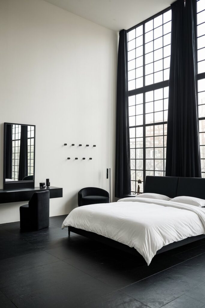 All-Black Minimalist Bedroom