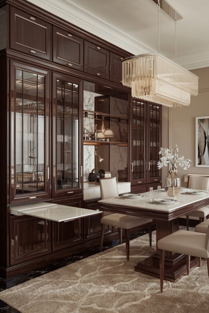 Built-In Cabinets with Pull-Out Dining Surfaces
