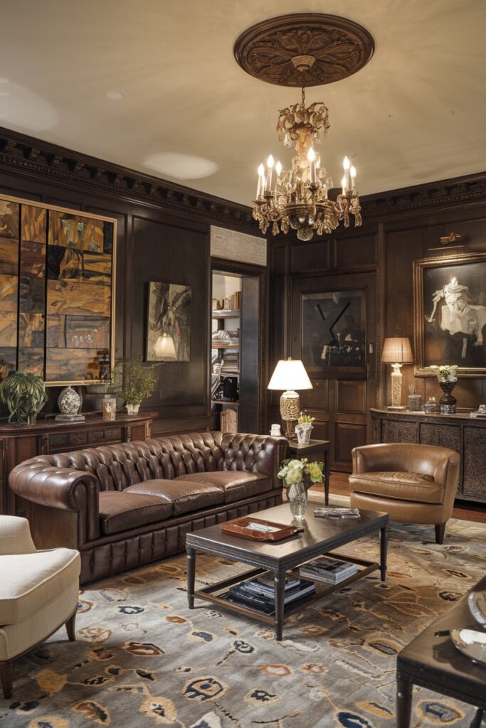 Classic Chesterfield Sofa in a Traditional Living Room