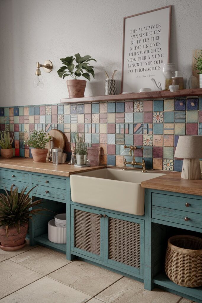 Colorful Tile Backsplash for a Boho Vibe