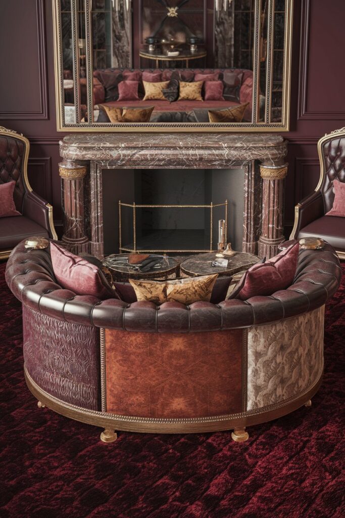 Sofa with Mixed Textures (e.g., leather & fabric combo)