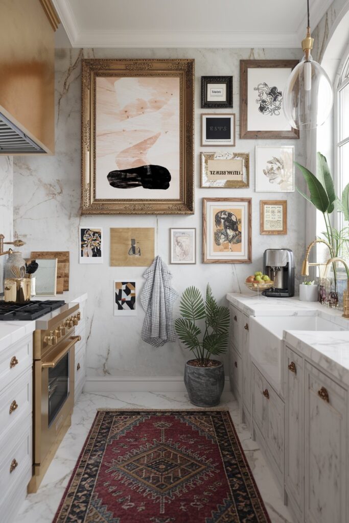 Gallery Wall with Eclectic Art and Prints