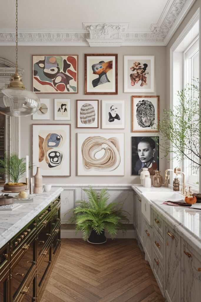 Gallery Wall with Eclectic Art and Prints