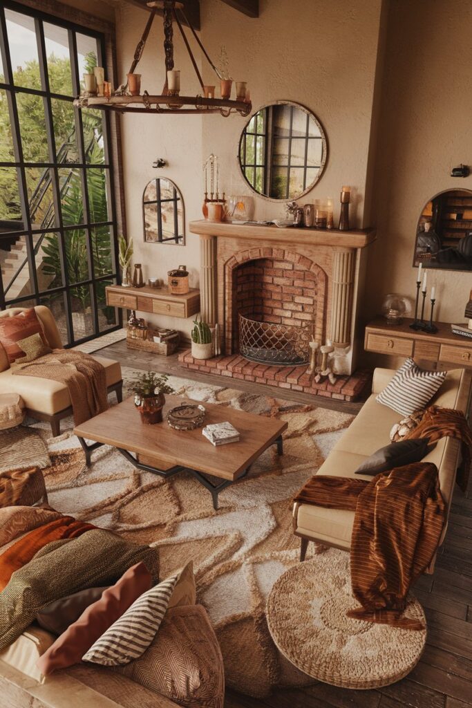 Boho-Inspired Fireplace Styling
