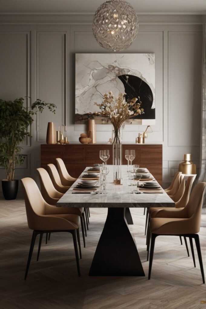 Modern Art as a Dining Room Focal Point