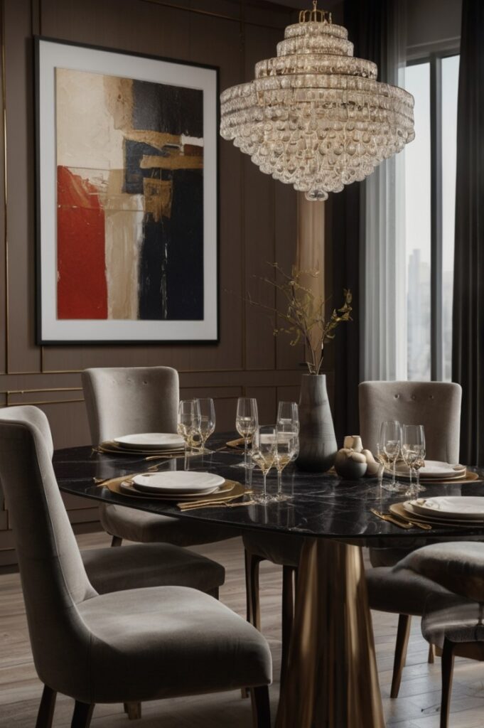 Modern Art as a Dining Room Focal Point