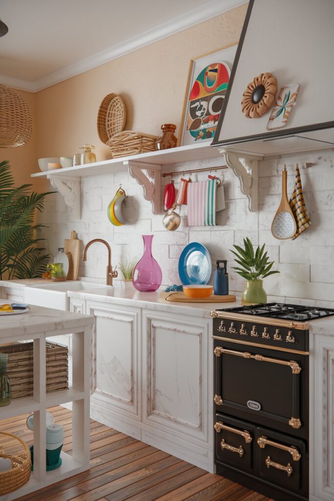 Playful Pops of Color in Neutral Kitchens