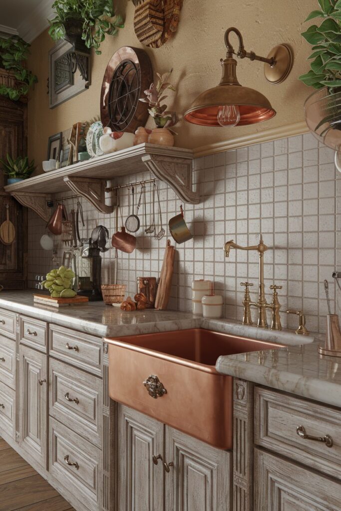 Copper and Brass Fixtures with Patina