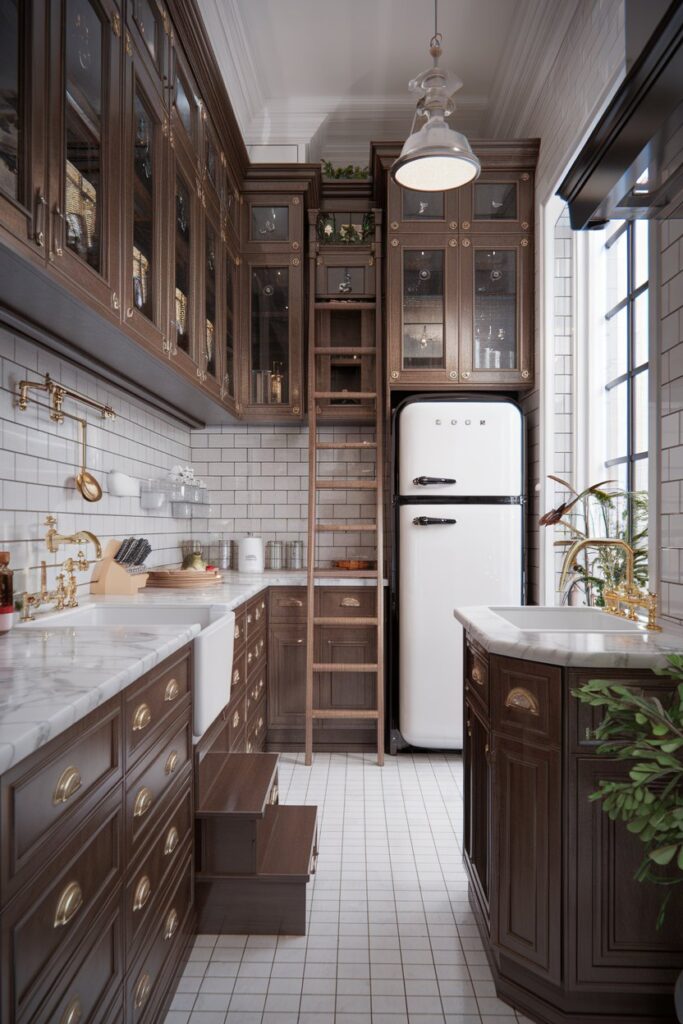 High Cabinets with Step Ladder Storage