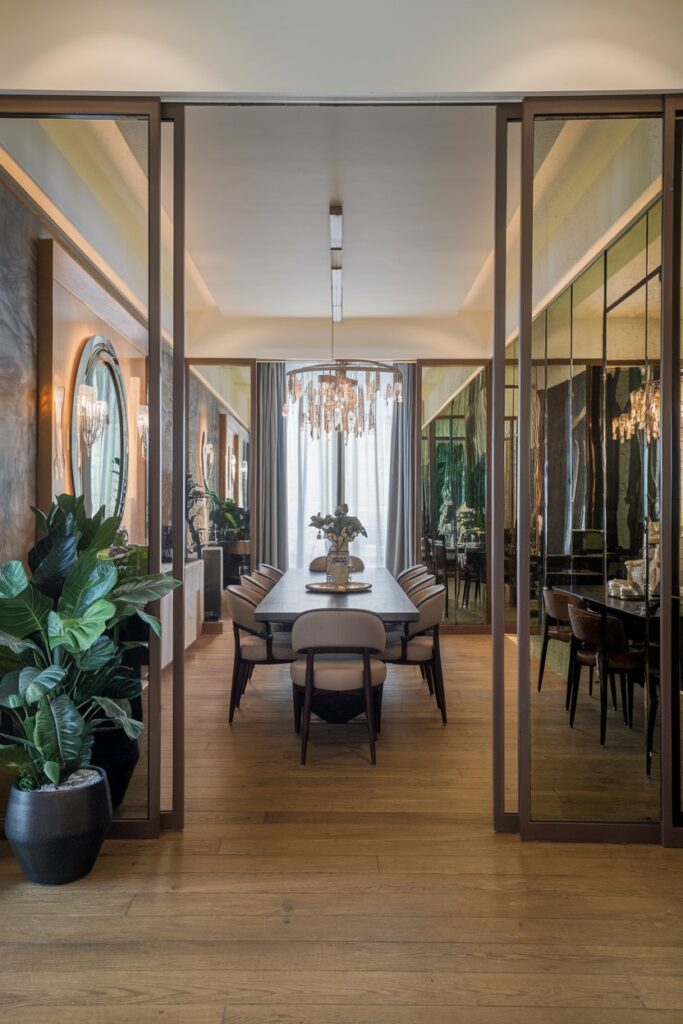 Mirrors to Enhance Modern Dining Spaces