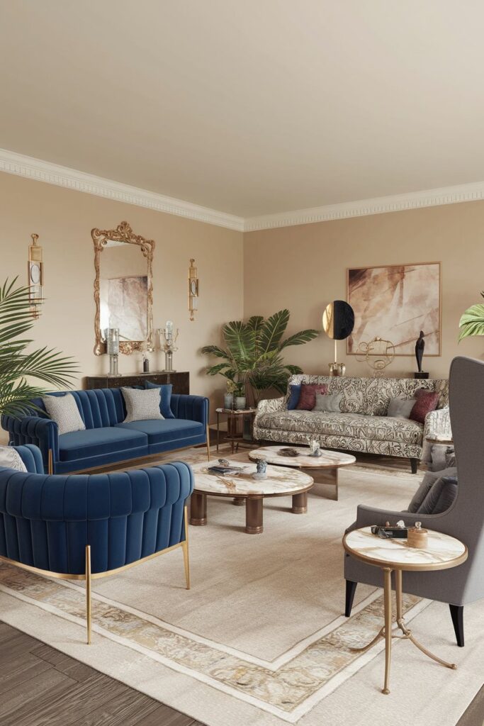 Eclectic Mix-and-Match Sofa Arrangement
