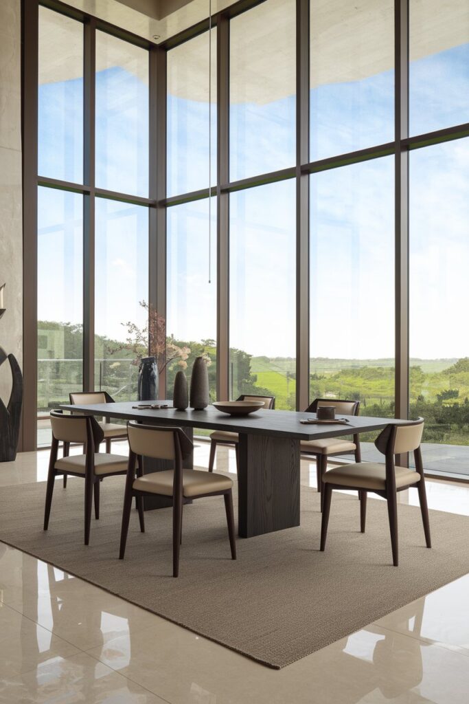Modern Dining Room with Floor-to-Ceiling Windows