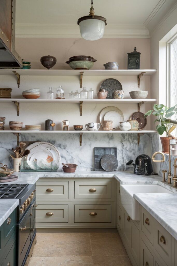 Open Shelving with Eclectic Dishware