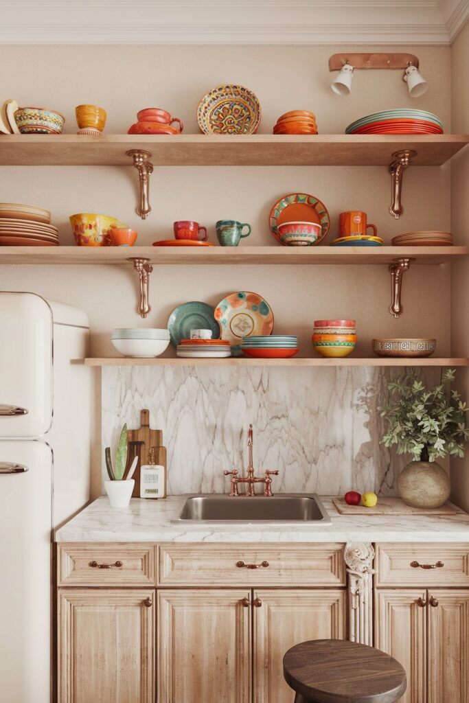Open Shelving with Eclectic Dishware