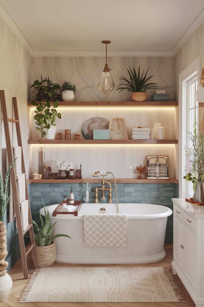 Open Shelving with Curated Boho Decor Elements