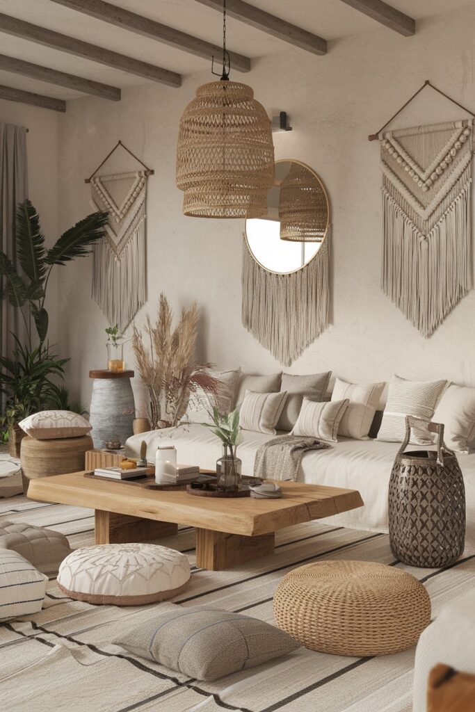 Low-Seating with Floor Cushions and Poufs