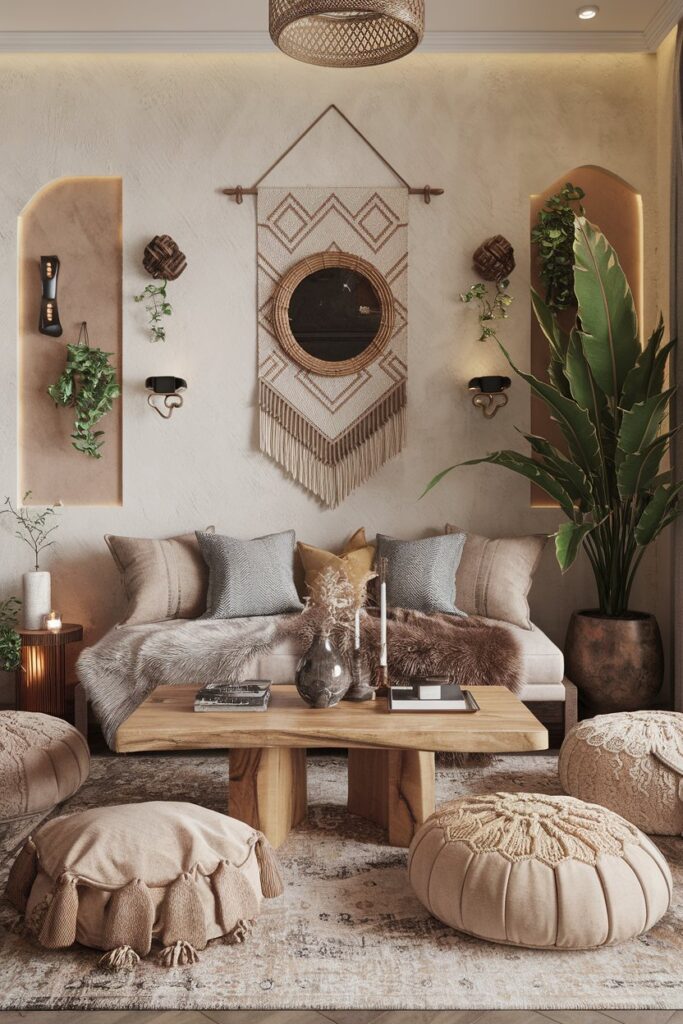 Low-Seating with Floor Cushions and Poufs