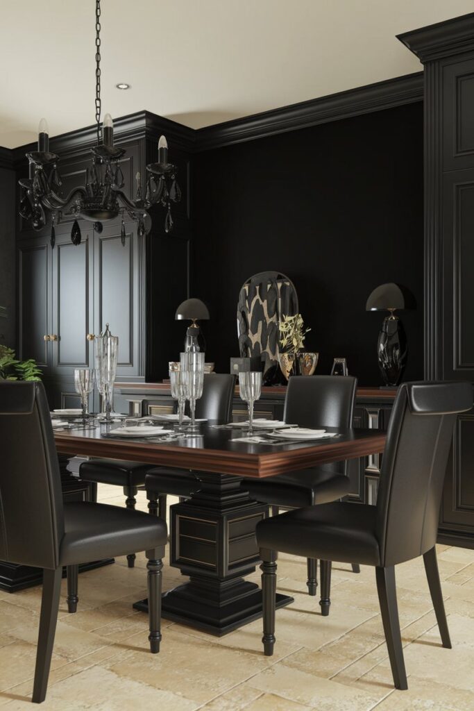 Bold Black Accents in Dining Areas