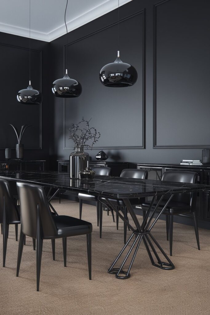 Bold Black Accents in Dining Areas