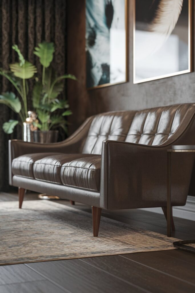 Mid-Century Modern Sofa with Wooden Legs