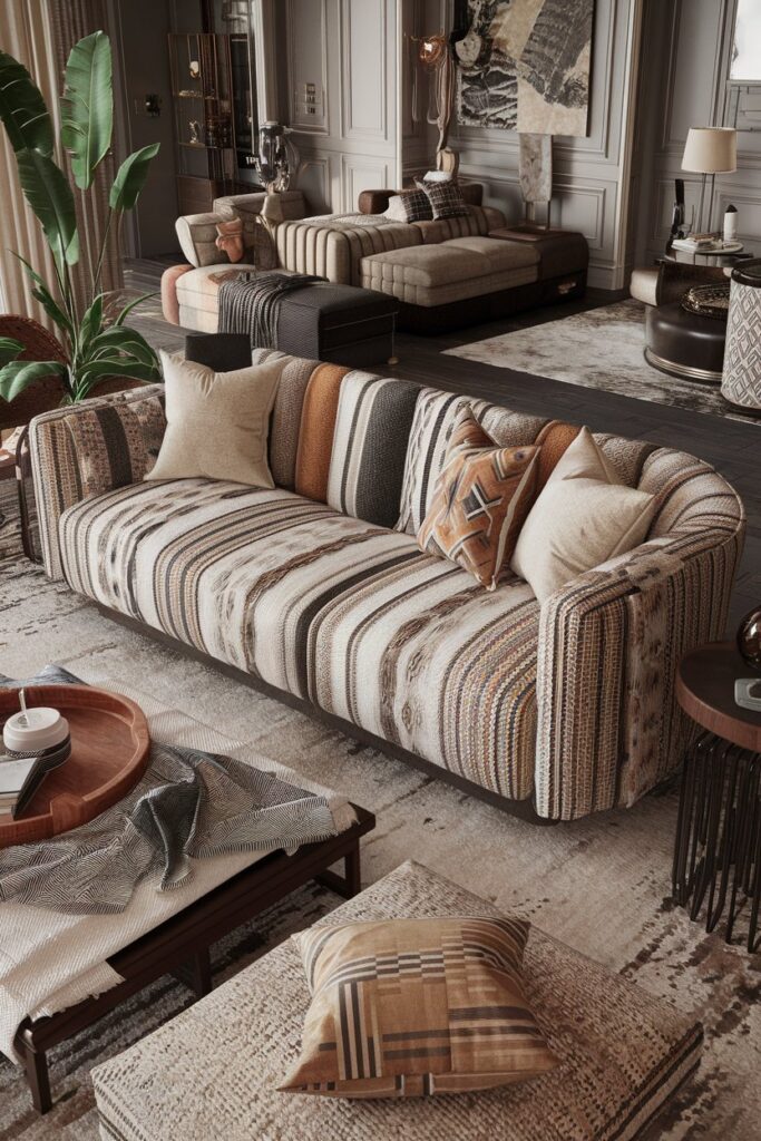 Boho-Inspired Sofa with Mixed Patterns