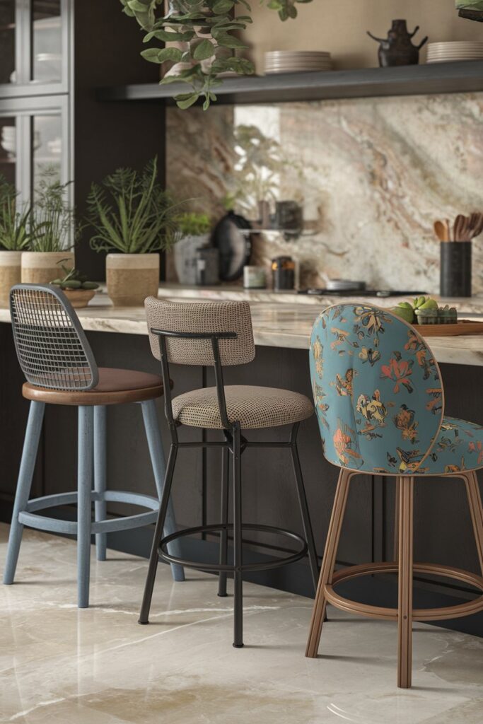 Mismatched Bar Stools with Personality