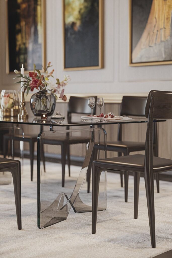 Glass Dining Tables with Sleek Chairs