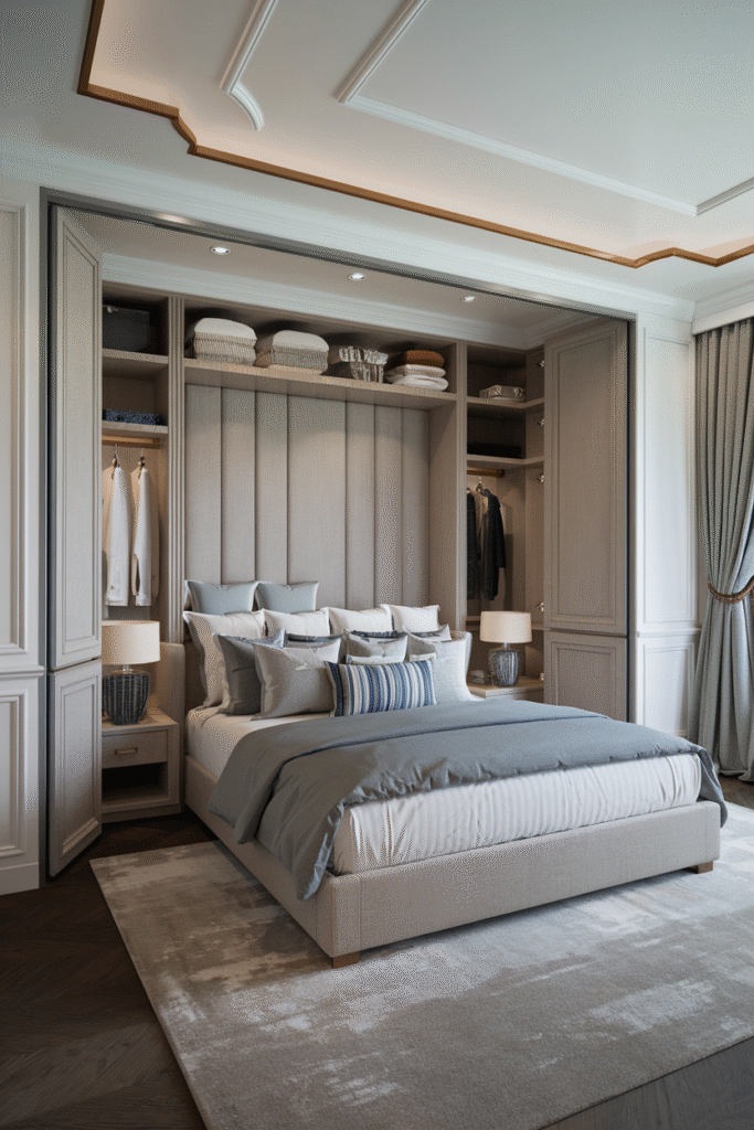 Built-In Closet Around the Bed