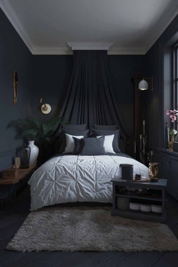 Dark and Moody Small Bedroom