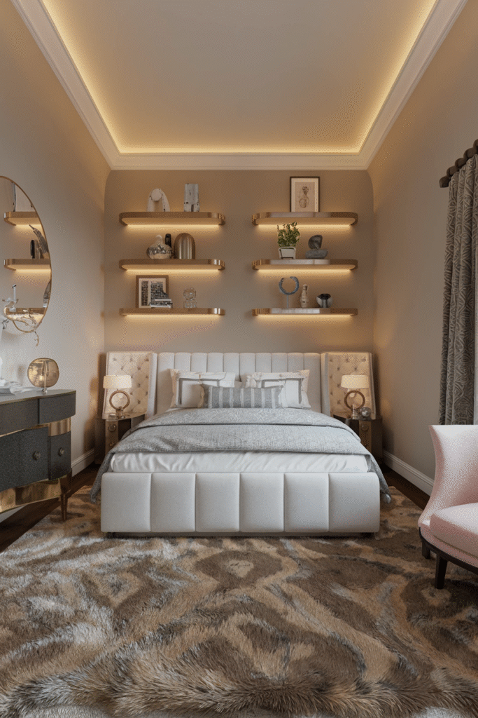 Floating Shelves Above the Bed