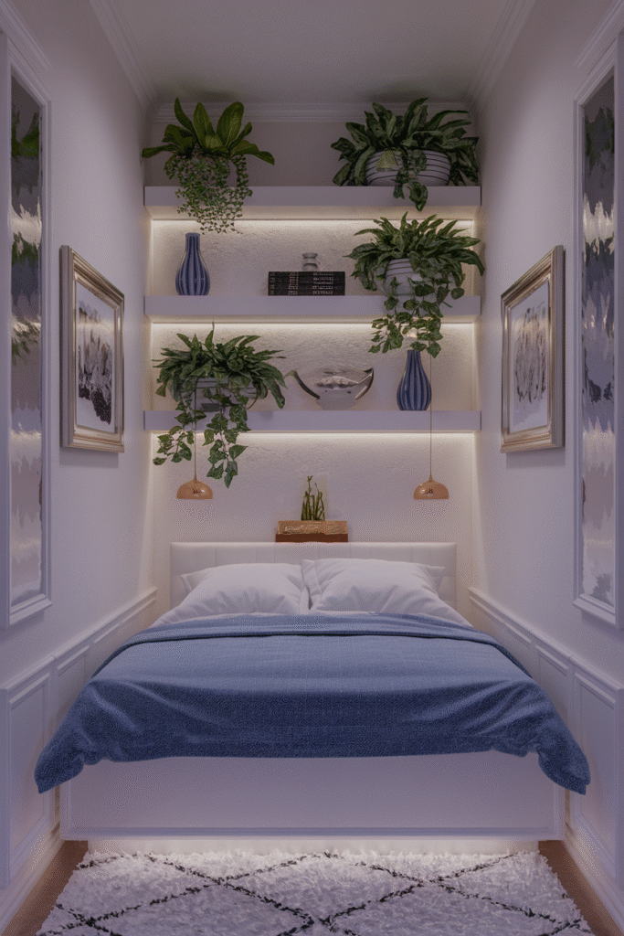 Floating Shelves Above the Bed