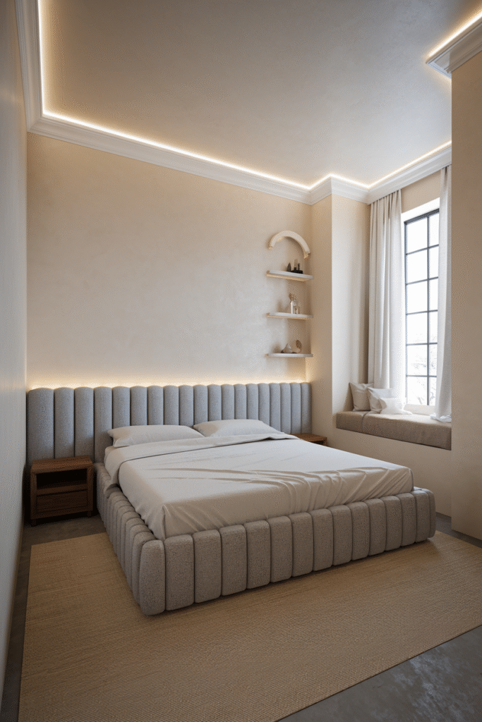 Soft LED Strip Lighting Behind the Headboard