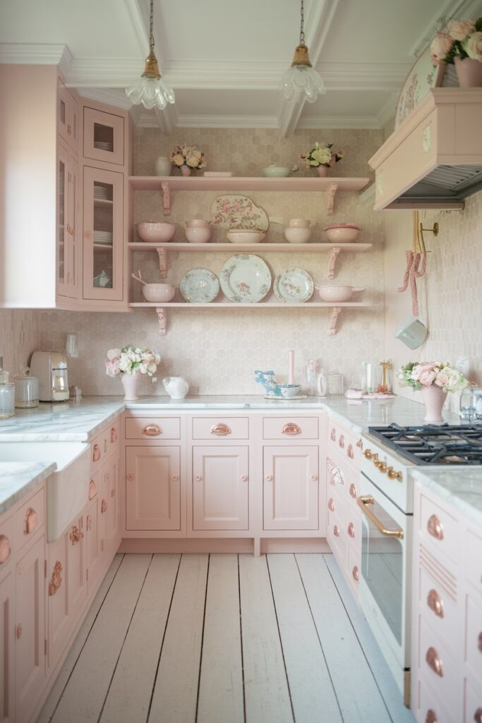 Soft Blush Pink Cabinets for a Feminine Touch