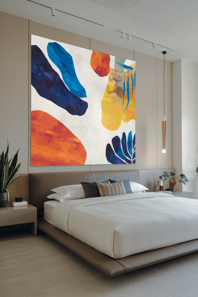 Master Bedroom with Statement Wall Art
