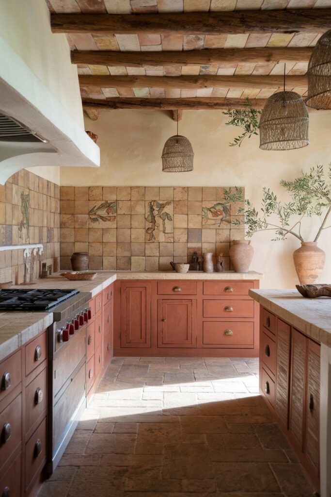 Terracotta-Toned Cabinets for a Mediterranean Vibe