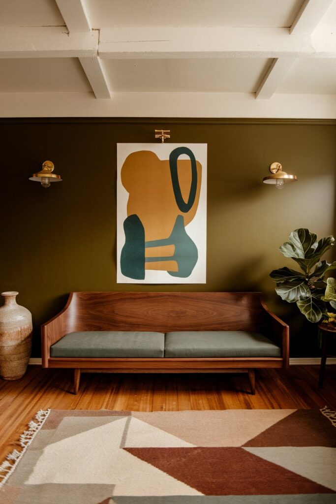 Accent Walls in Earthy Mid-Century Tones