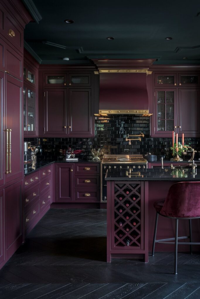 Deep Burgundy Cabinets for Rich Sophistication