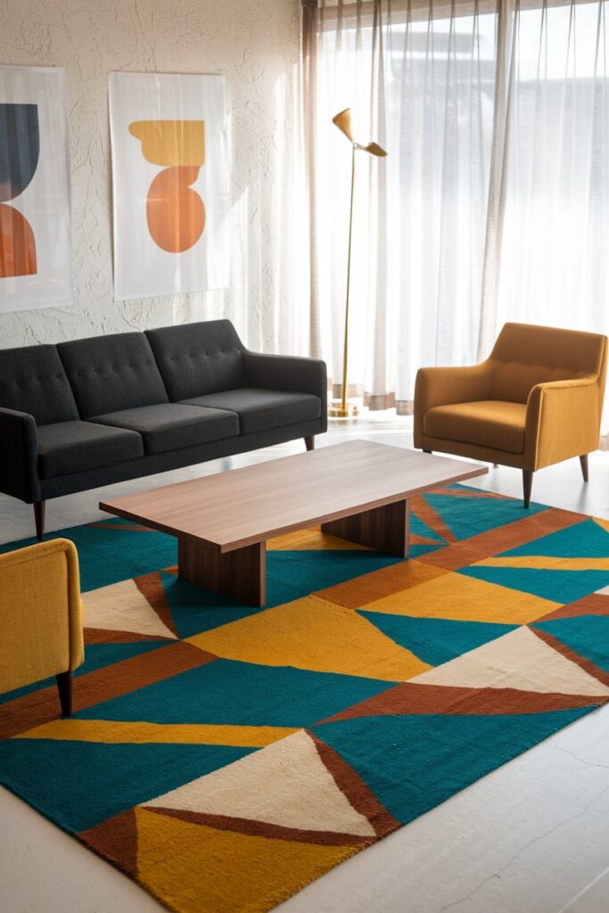 Bold Geometric Rugs to Anchor the Space