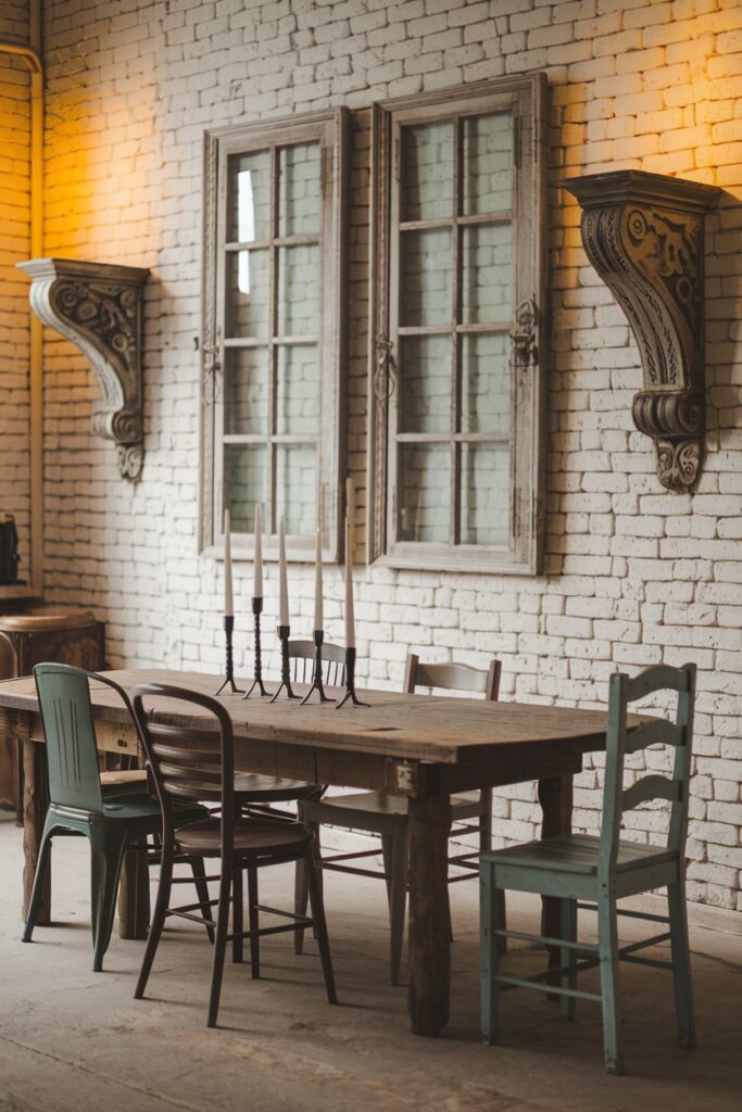 Architectural Salvage Pieces (e.g., window frames, corbels)