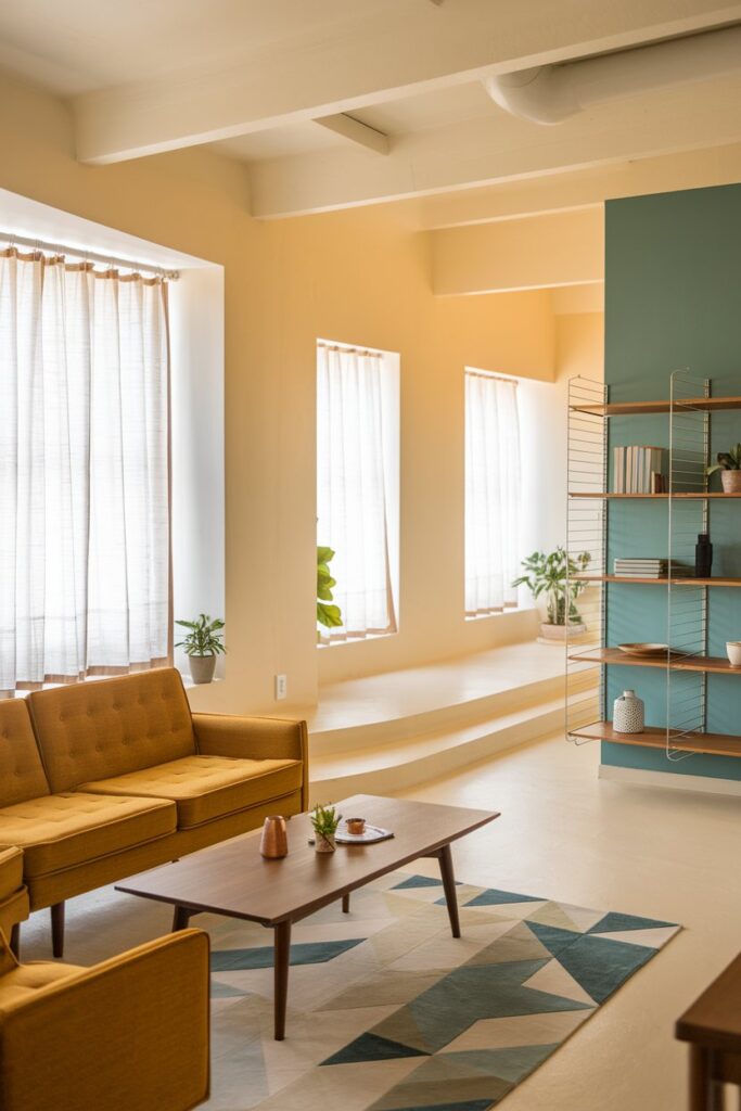 Compact Living Room Layouts with Mid-Century Flow